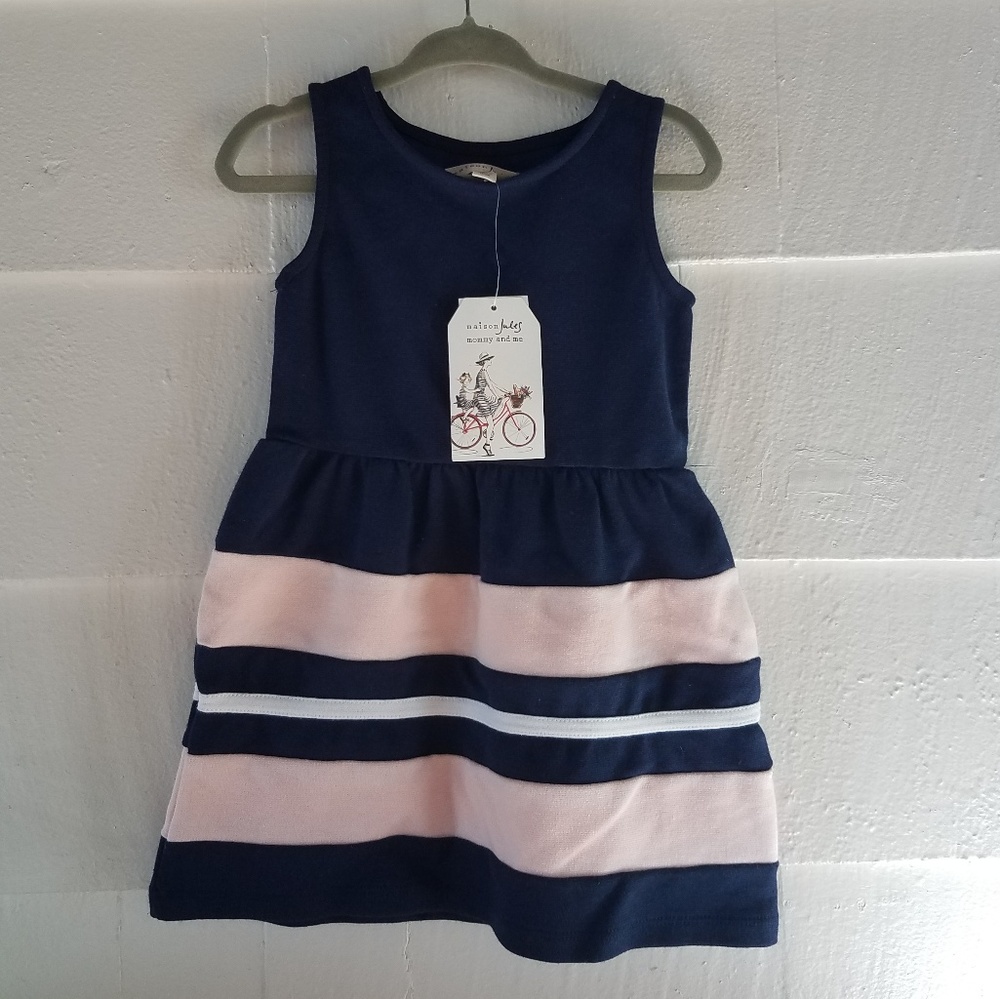 Navy Blue Striped Dress